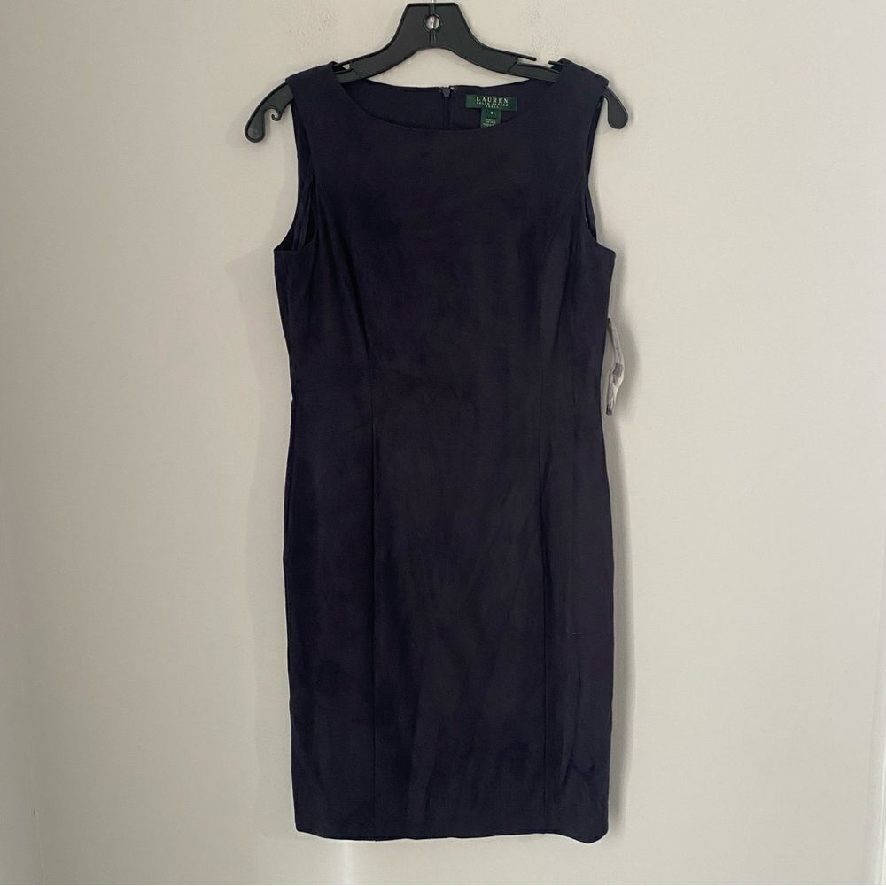 Lauren Ralph Lauren Women’s Blue Women's Size 8 Faux Suede Seamed Sheath Dress